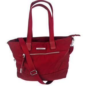 Hedgren Aura Glaze Red Water Resistant Tote Handbag Nylon Crossbody